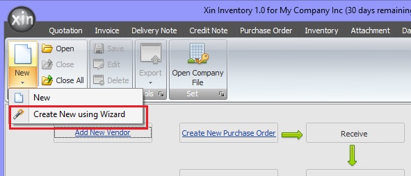 Create New Company using Wizard