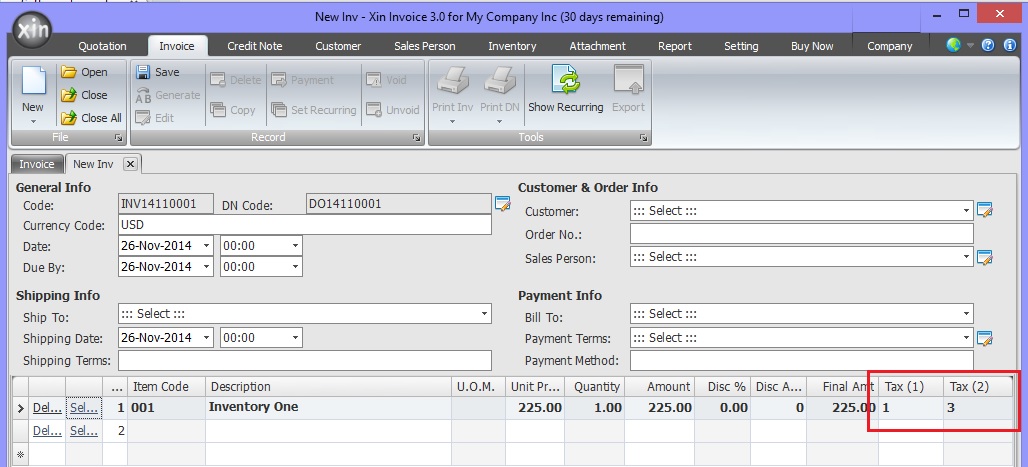 Default Double Taxation for Invoice