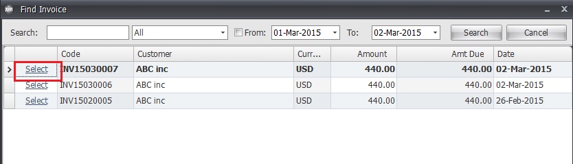 Find Invoice