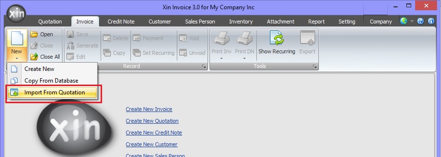 Import Invoice From Quotation