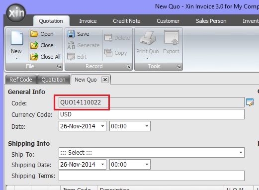 Reset running number for Quotation