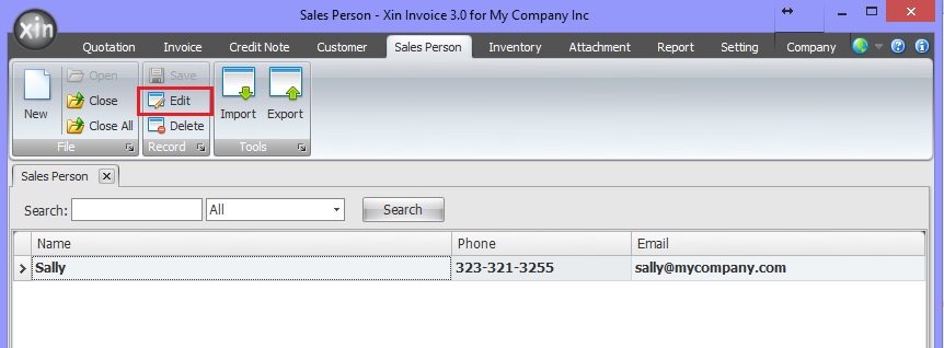 Select an Sales Person to remove the signature