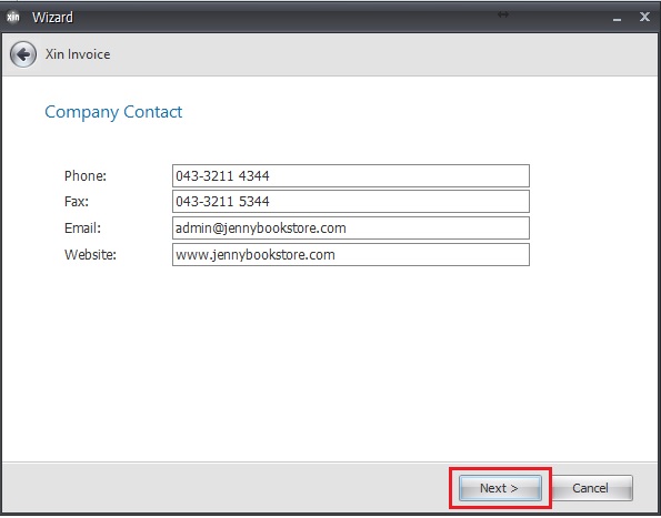 Company contact information