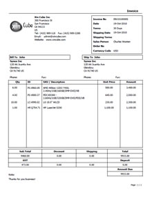 Xin Invoice Template