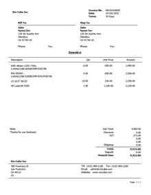 Xin Invoice Template